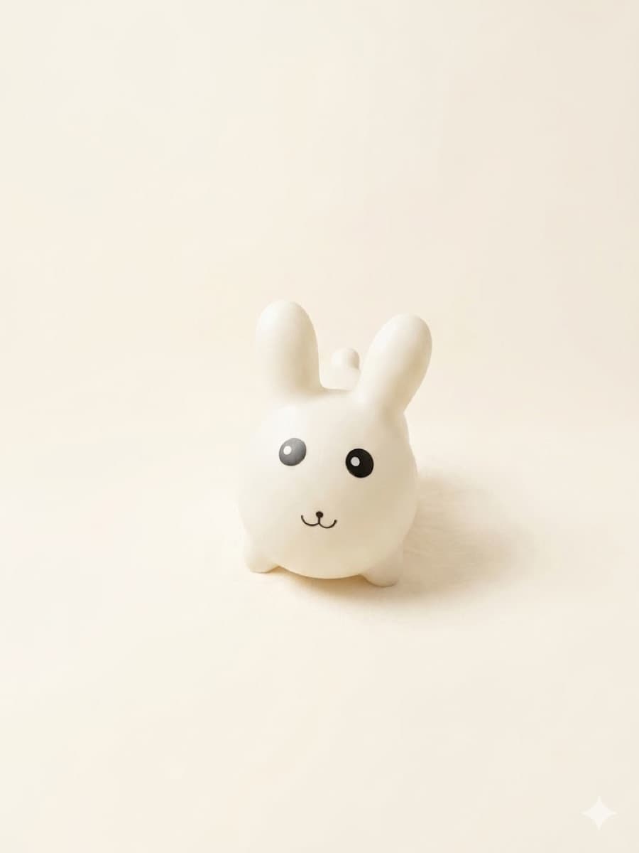 Conejito ride-on blanco de KUMA con cara kawaii